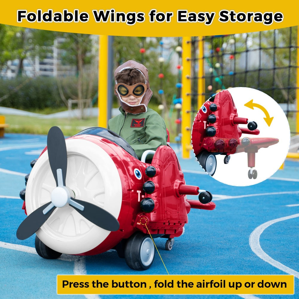 TOBBI 12V Electric Kids Ride-On Toy Airplane