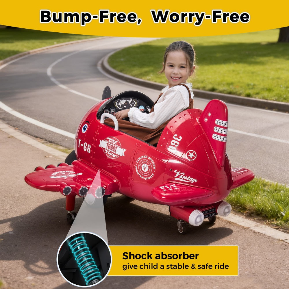TOBBI 12V Electric Kids Ride-On Toy Airplane