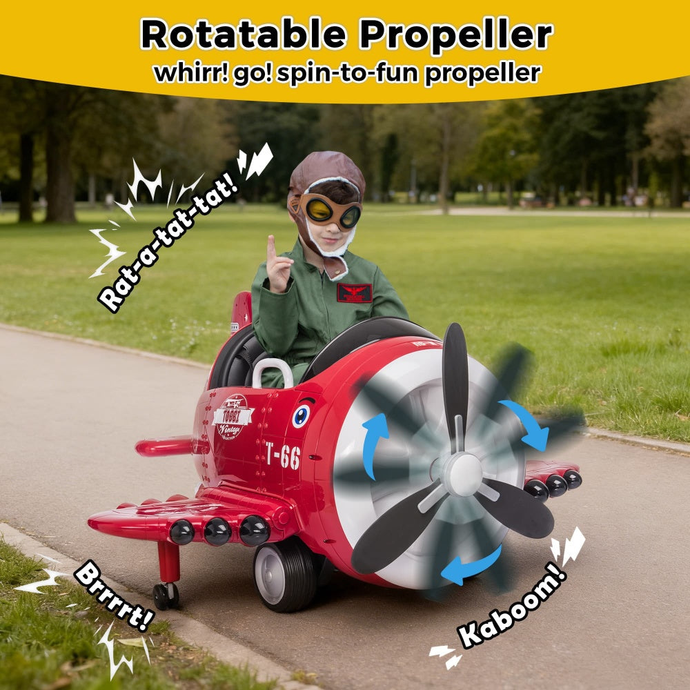 TOBBI 12V Electric Kids Ride-On Toy Airplane