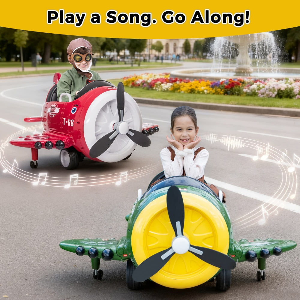 TOBBI 12V Electric Kids Ride-On Toy Airplane