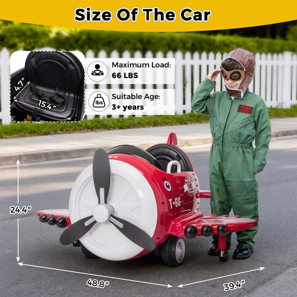 TOBBI 12V Electric Kids Ride-On Toy Airplane