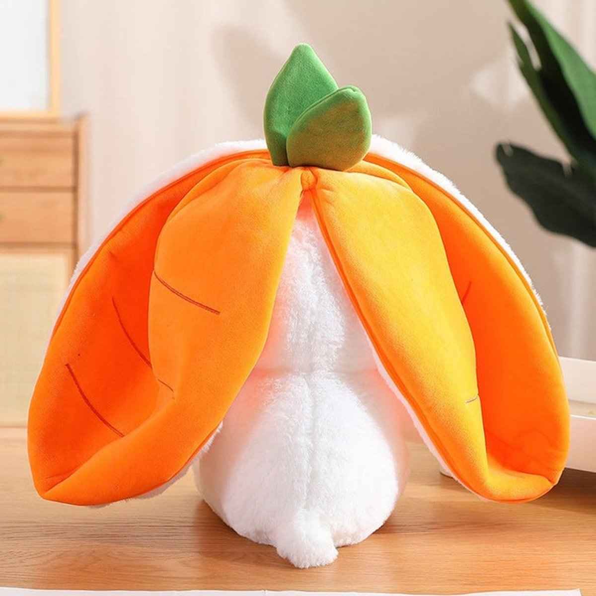 Reversible Strawberry Bunny Plush Toy Soft Polyester Stuffed Animal for Kids Hide and Seek Transforming Toy